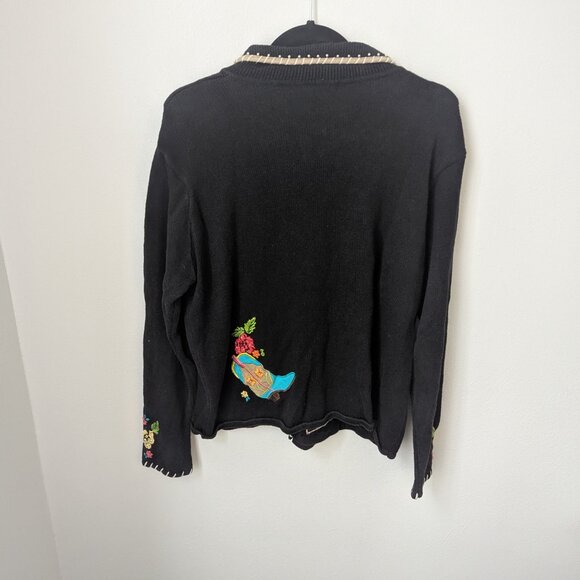 Vintage Arriviste Cowboy Boot Cardigan, Large - Picture 3 of 6